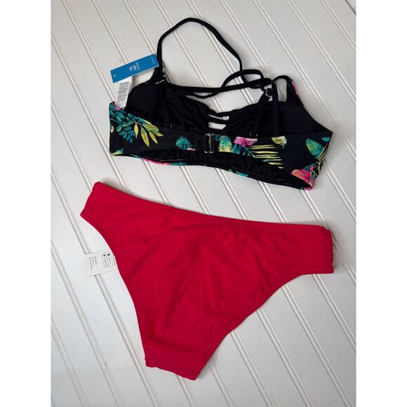 NWT Cupshe Two Peace Swimsuit Bikini Floral Triangle Strappy & Hi Rise BUNDLE M - Picture 4 of 6